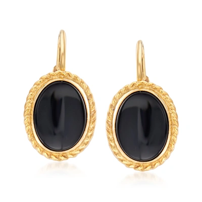Ross-simons 8x6mm Black Onyx Drop Earrings In 14kt Yellow Gold