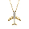 Ross-simons Diamond Airplane Necklace In 18kt Gold Over Sterling In Silver