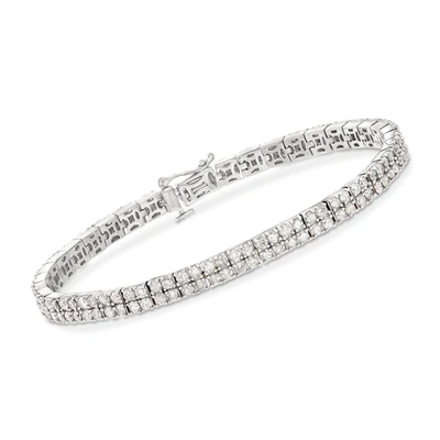 Ross-simons Diamond 2-row Bracelet In Sterling Silver