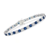 Ross-simons Simulated Ruby And Cz Tennis Bracelet In Sterling Silver In Silver