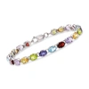 Ross-simons Multi-stone Link Bracelet In Sterling Silver In Multi