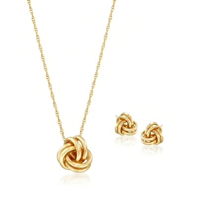 Ross-simons 14kt Yellow Gold Love Knot Jewelry Set: Necklace And Earrings