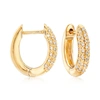 Ross-simons Pave Diamond Hoop Earrings In 18kt Gold Over Sterling In Gold