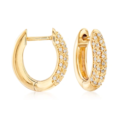 Ross-simons Pave Diamond Hoop Earrings In 18kt Gold Over Sterling