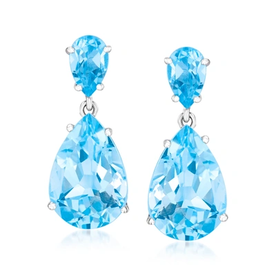 Ross-simons Blue Topaz Drop Earrings In Sterling Silver