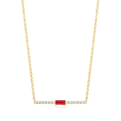 Rs Pure By Ross-simons Ruby And . Diamond Bar Necklace In 14kt Yellow Gold In Red