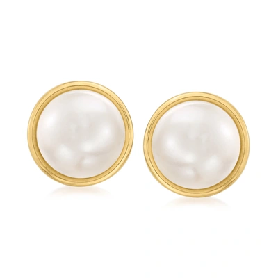 Ross-simons 11.5-12mm Cultured Pearl Earrings In 14kt Yellow Gold In White