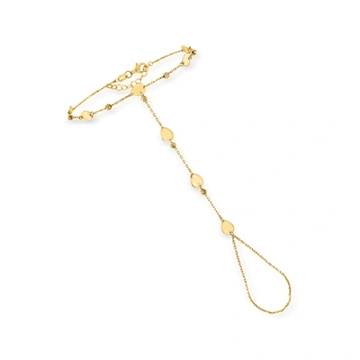 Rs Pure Ross-simons 14kt Yellow Gold Disc Station Hand Chain Bracelet In White