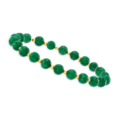 Canaria Fine Jewelry Canaria Emerald Bead Stretch Bracelet With 10kt Yellow Gold In Green