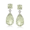 Ross-simons Prasiolite Drop Earrings With Diamond Accents In Sterling Silver In Silver
