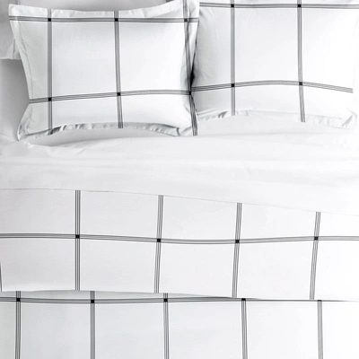 Ienjoy Home Grid Gray Pattern Duvet Cover Set Ultra Soft Microfiber Bedding, Full/queen In Grey