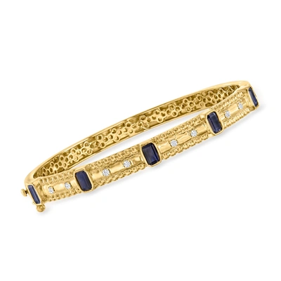 Ross-simons Sapphire And . Diamond Bangle Bracelet In 18kt Gold Over Sterling