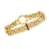 Ross-simons Garnet Station Byzantine Bracelet In 18kt Gold Over Sterling In Gold