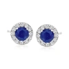 Ross-simons Sapphire And . Diamond Stud Earrings In 14kt White Gold In Silver