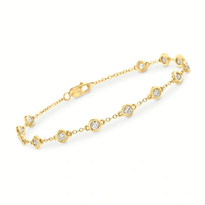 Ross-simons Diamond Station Bracelet In 14kt Yellow Gold In White