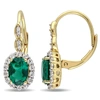 Mimi & Max Women's 2 1/4ct Tgw Oval Shape Created Emerald, White Topaz And Diamond Accent Vintage Leverback Ear In Green