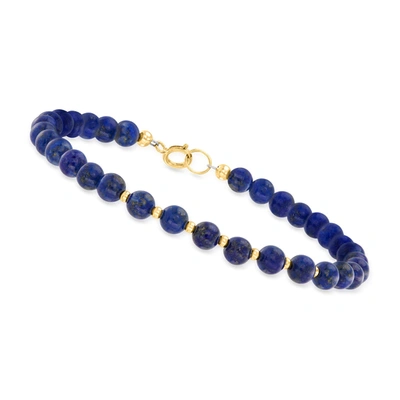 Canaria Fine Jewelry Canaria 4-5mm Lapis Bead Bracelet In 10kt Yellow Gold In Blue