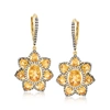 Ross-simons Citrine And White Topaz Flower Drop Earrings In 18kt Gold Over Sterling In White