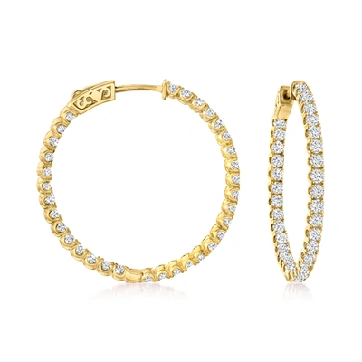 Ross-simons Cz Inside-outside Hoop Earrings In 18kt Gold Over Sterling In White