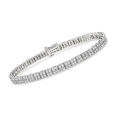 Ross-simons Diamond Double-row Bracelet In Sterling Silver