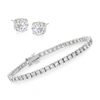 Ross-simons Cz Tennis Bracelet With Free Cz Stud Earrings In Sterling Silver In Silver