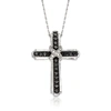 Ross-simons Black And White Diamond Cross Pendant Necklace In Sterling Silver In Silver