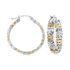 Ross-simons Byzantine Station Hoop Earrings In Sterling Silver With 14kt Yellow Gold In Silver