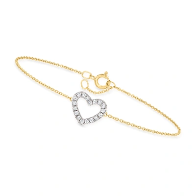 Canaria Fine Jewelry Canaria Diamond Heart Bracelet In 10kt Yellow Gold In Silver
