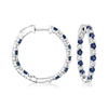 Ross-simons Sapphire And Diamond Inside-outside Hoop Earrings In Sterling Silver In Silver