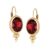 Ross-simons Garnet Twist-edge Earrings In 14kt Yellow Gold In Gold