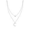 Ross-simons Diamond Star And Moon Layered Necklace In Sterling Silver In Silver