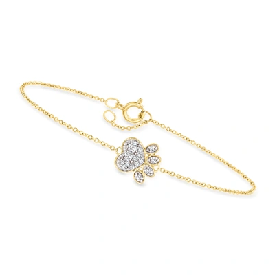 Canaria Fine Jewelry Canaria Diamond Paw Print Bracelet In 10kt Yellow Gold In Silver