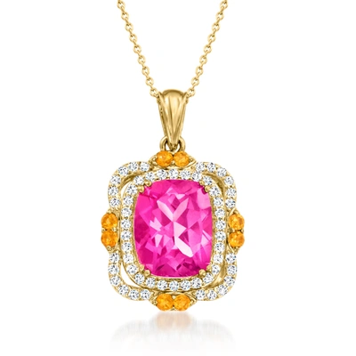 Ross-simons Pink Topaz Pendant Necklace With . White Zircon And . Citrine In 18kt Gold Over Sterling