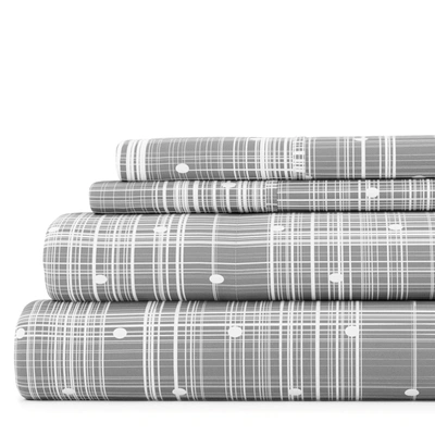 Ienjoy Home Polka Dot Moss Pattern Sheet Set Ultra Soft Microfiber Bedding, Full In Grey