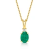 ROSS-SIMONS EMERALD PENDANT NECKLACE WITH DIAMOND ACCENT IN 14KT YELLOW GOLD