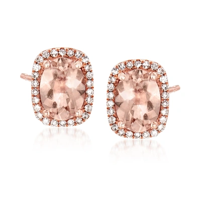 Ross-simons Morganite And . Diamond Earrings In 14kt Rose Gold In Pink