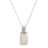 Max + Stone Sterling Silver 13x10mm Created Opal And Diamond Accent Pendant Necklace, 18" In Silver