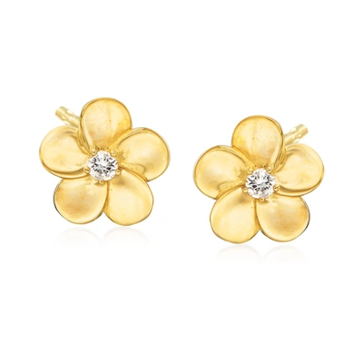 Ross-simons Flower Earrings In 14kt Yellow Gold