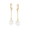 Ross-simons 10-10.5mm Cultured Pearl Drop Earrings In 14kt Yellow Gold In White