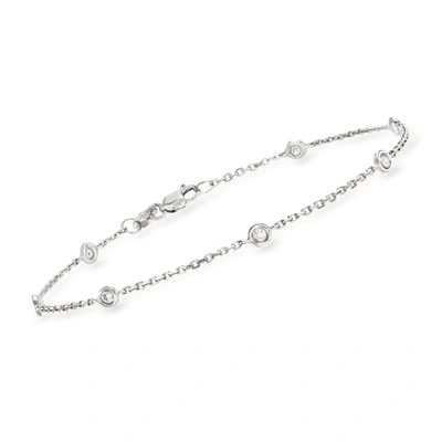 Ross-simons Bezel-set Diamond Station Bracelet In 14kt Yellow Gold In Silver
