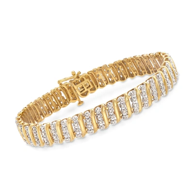 Ross-simons 1.00- Diamond Link Bracelet In 18kt Gold Over Sterling In Multi