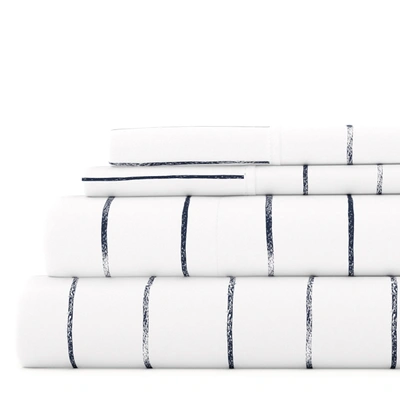 Ienjoy Home Distressed Field Stripe Navy Pattern Sheet Set Ultra Soft Microfiber Bedding, Twin