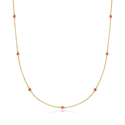 Canaria Fine Jewelry Canaria Ruby Station Necklace In 10kt Yellow Gold In Red
