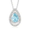 Ross-simons Aquamarine And . White Topaz Pear-shaped Pendant Necklace In Sterling Silver In Silver