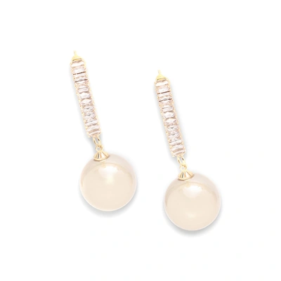 Sohi Pink Color Gold Plated Party Pearls Drop Earring For Women's