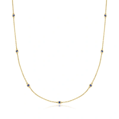 Canaria Fine Jewelry Canaria Sapphire Station Necklace In 10kt Yellow Gold In Blue