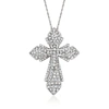 Ross-simons Diamond Cross Pendant Necklace In Sterling Silver In Silver