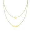 Rs Pure Ross-simons Italian 14kt Yellow Gold Moon And Star 2-strand Necklace In White