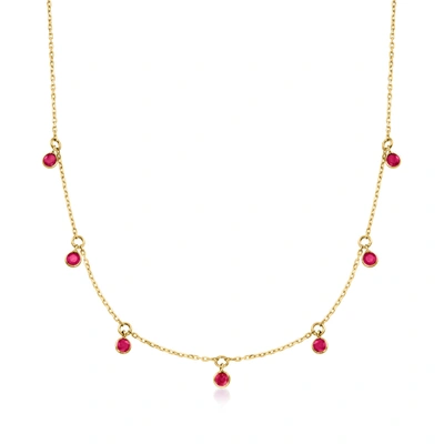 Rs Pure Ross-simons Bezel-set Ruby Station Necklace In 14kt Yellow Gold In Multi