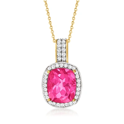 Ross-simons Pink Topaz And . White Topaz Pendant Necklace In 18kt Gold Over Sterling
